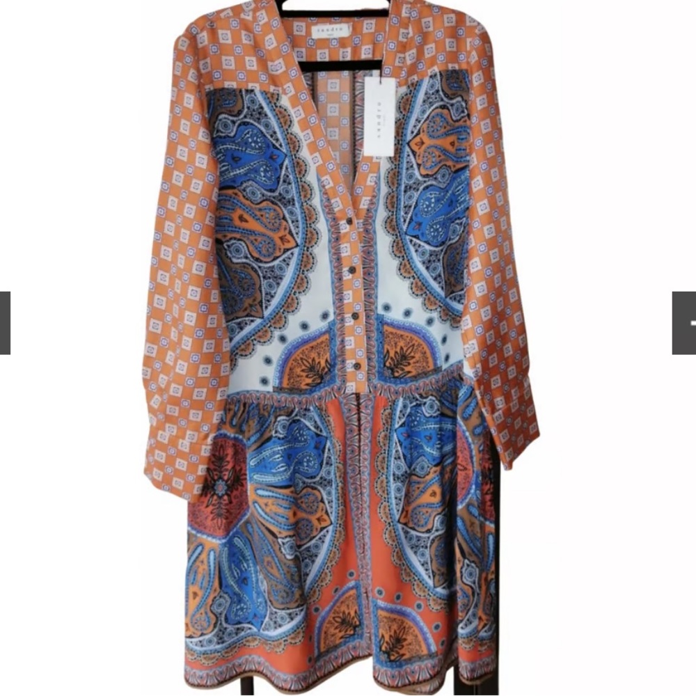 SANDRO SILK MID-LENGTH DRESS. Size 38 France (Medium). Excellent condition